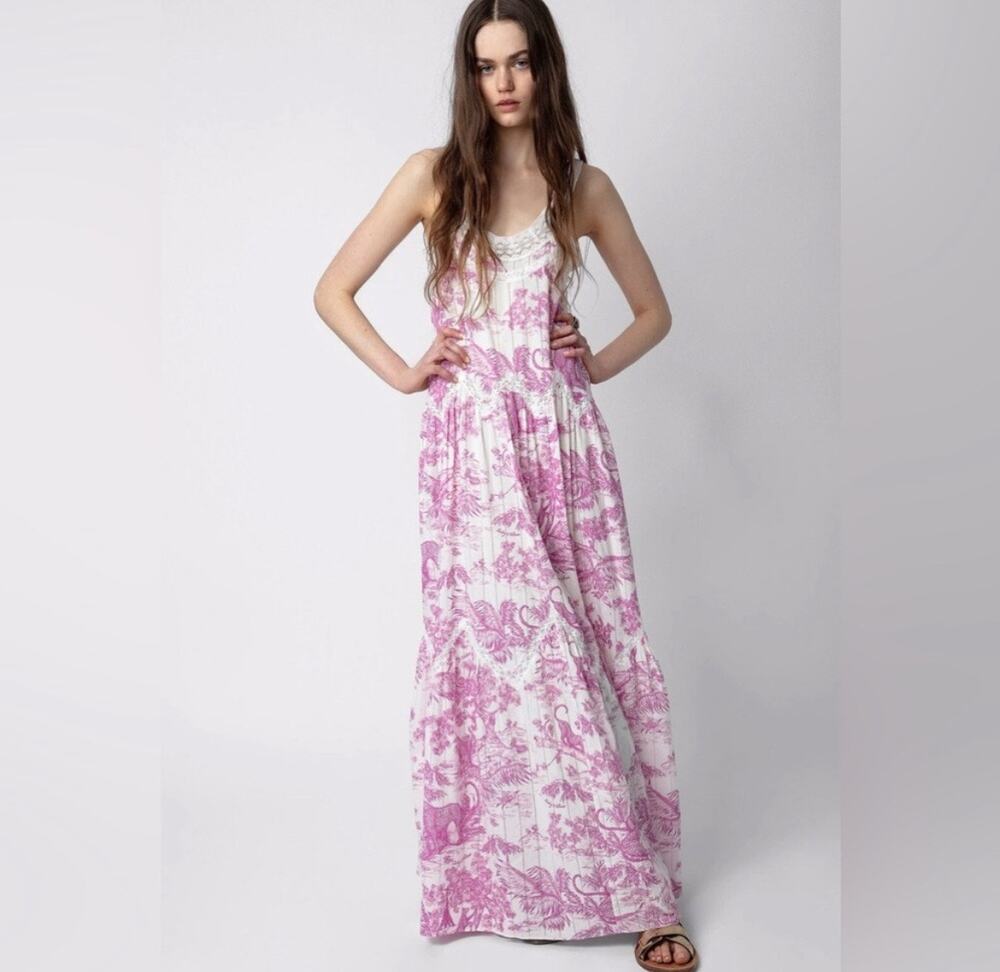 Zadig & Voltaire Recloud Toile De Jouy Graphic Maxi Dress M NWT Cotton Coquette